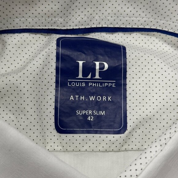 Louis Philippe Mens 42 Long Sleeve Button Up Super Slim Fit Cotton Shirt White‎ - Picture 5 of 9